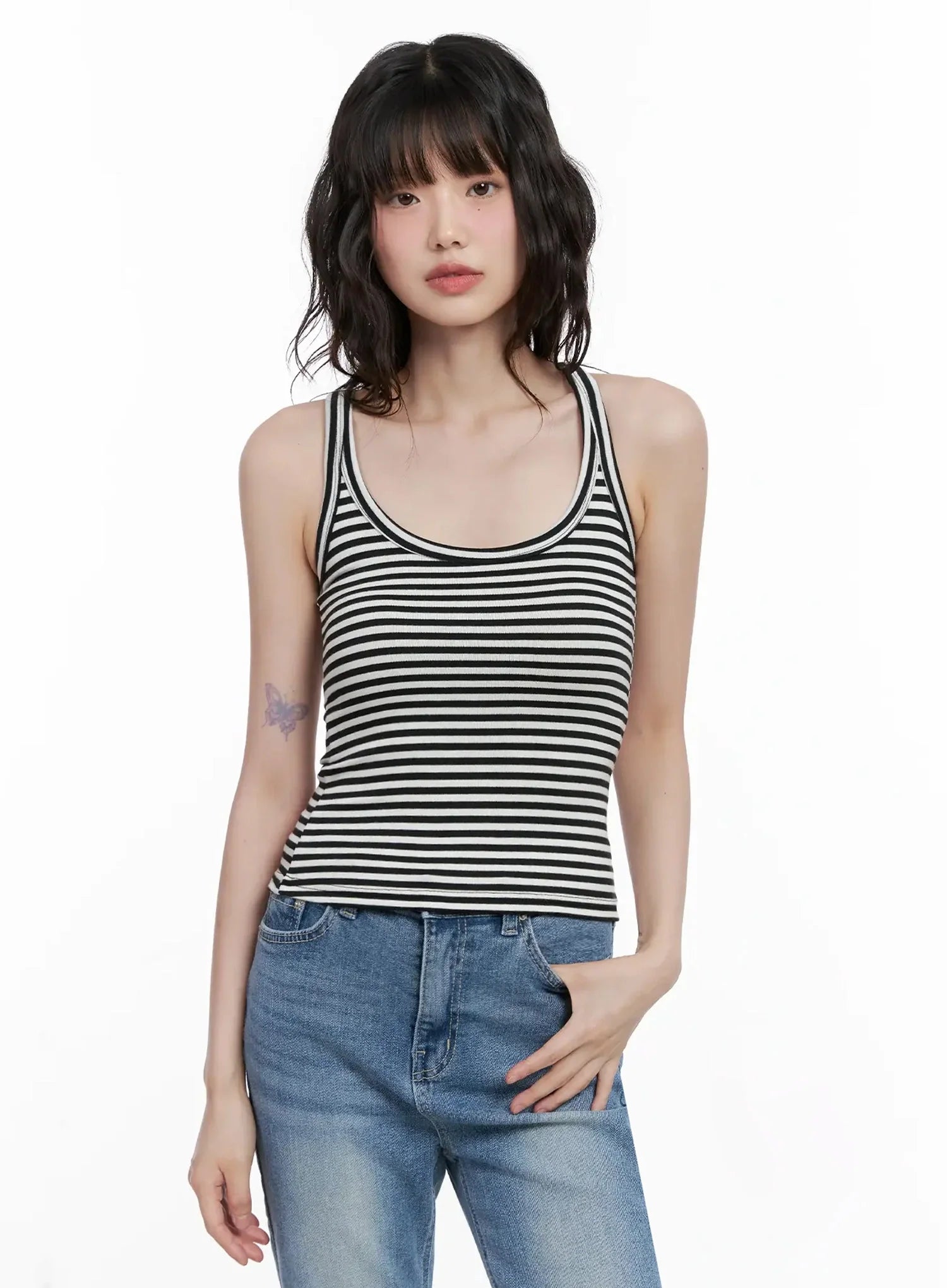 Striped U-Neck Tank Top IL528