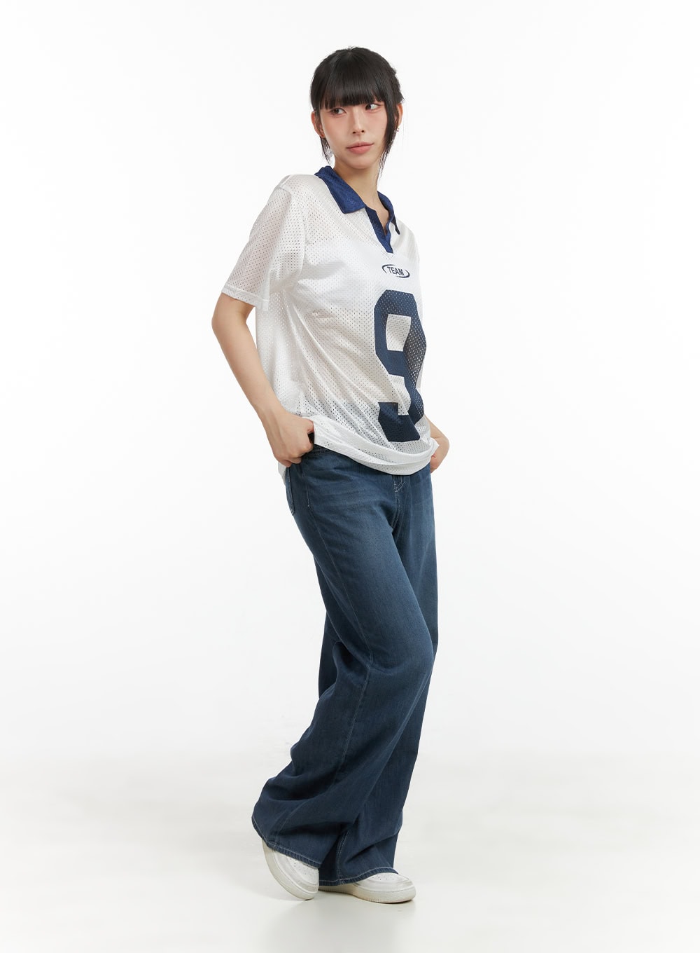 Solid Low Rise Baggy Jeans CL422
