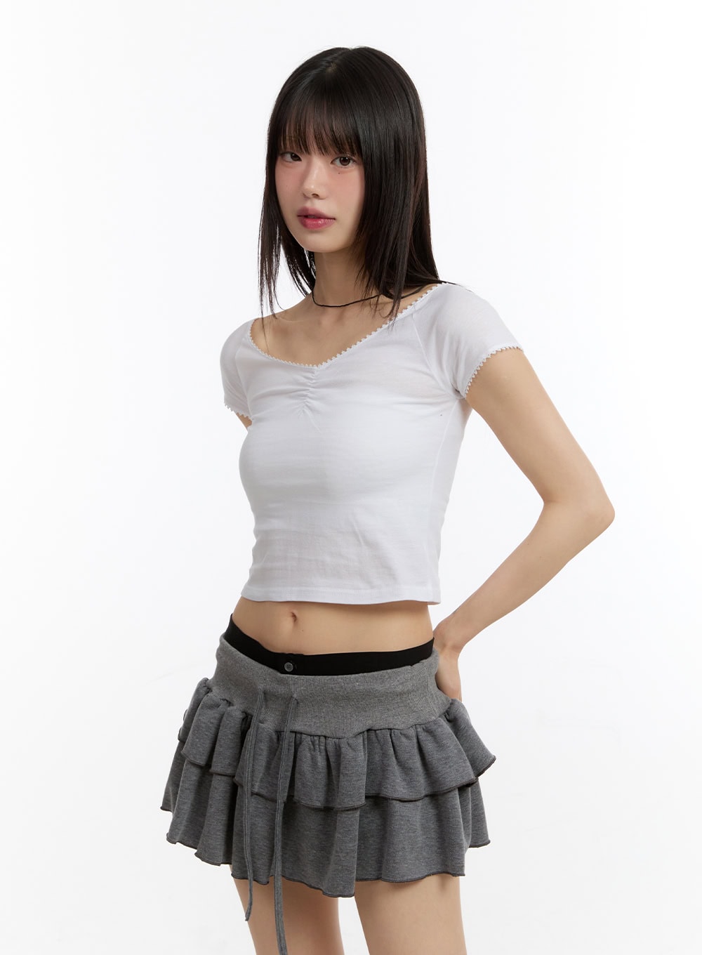 Lace V-Neck Crop Top CA508