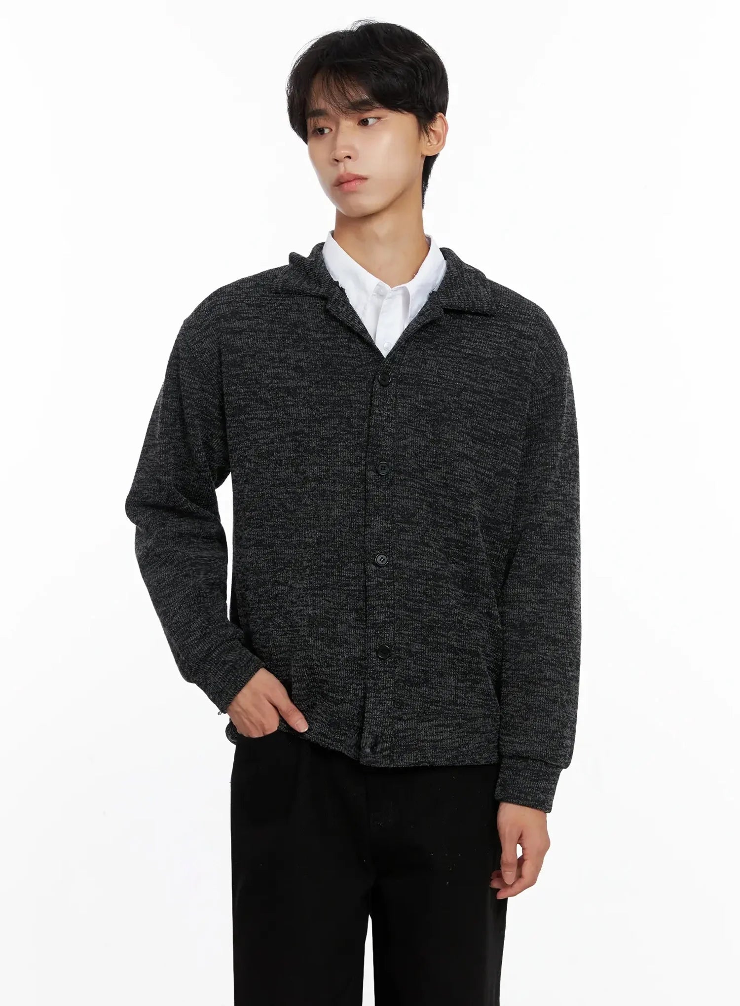 Men's Button-Up Collar Knit Cardigan IO517