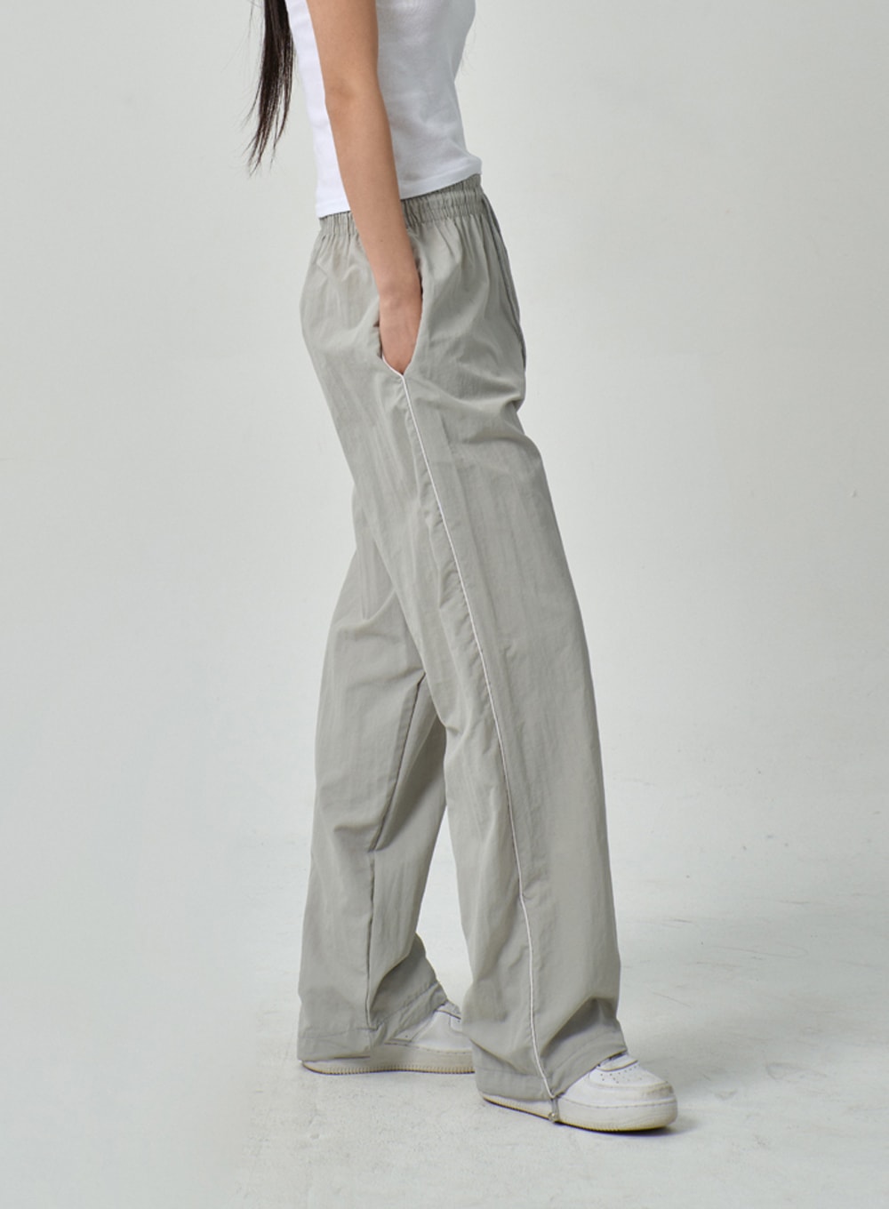 Drawstring Nylon Track Pants IF315