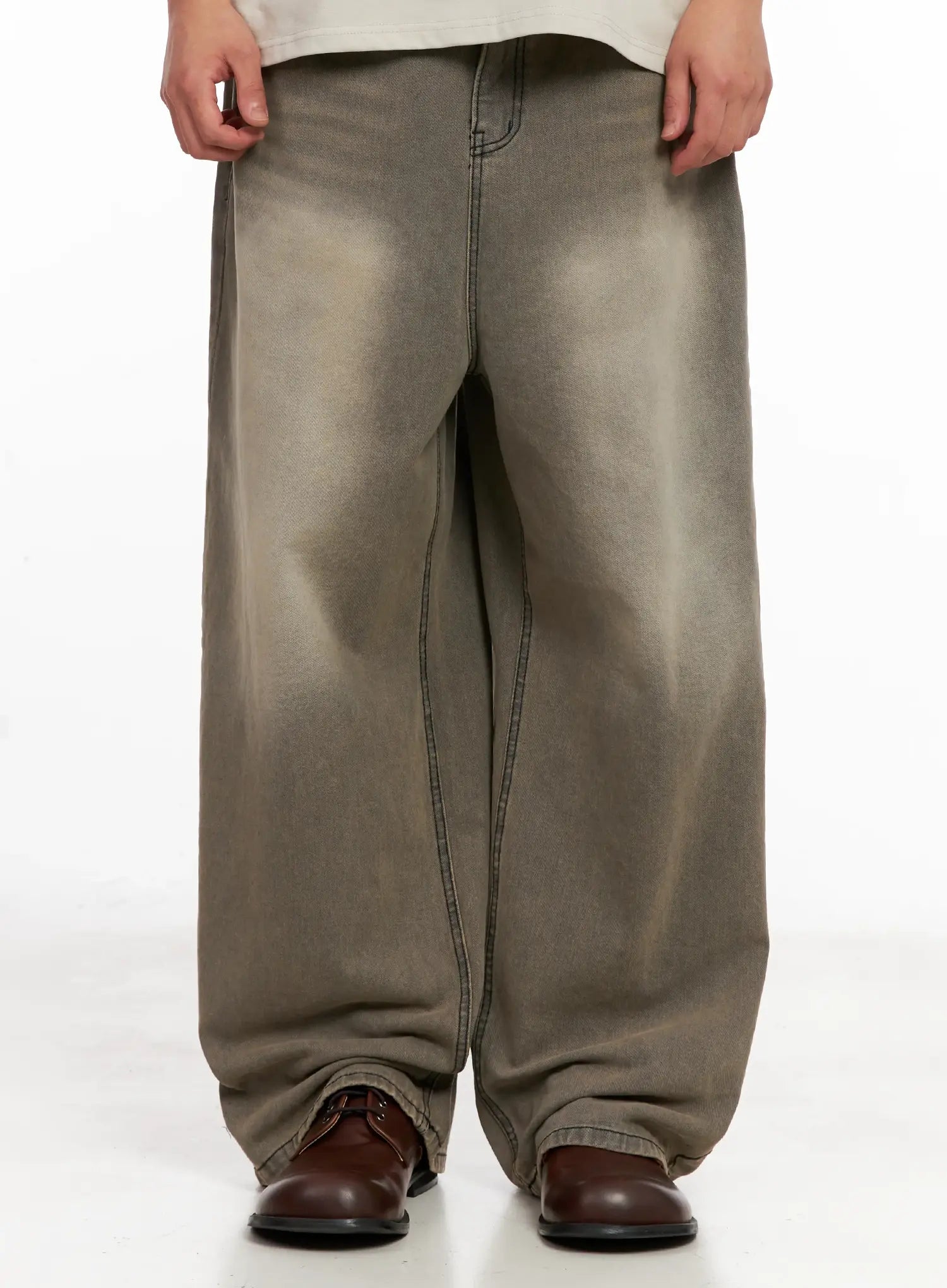 Men's Washed Wide-Leg Denim Jeans IL521