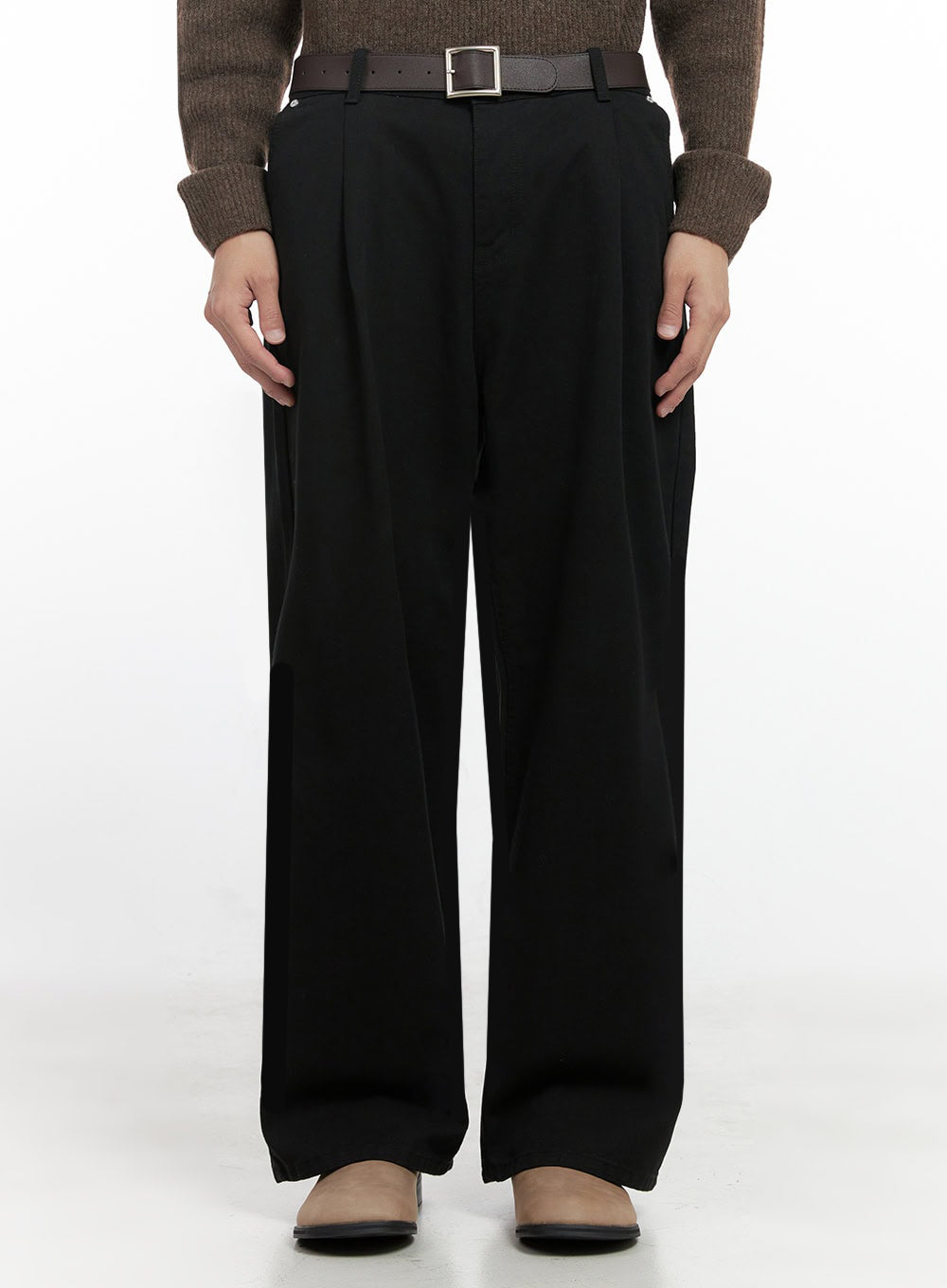 Men's Cotton Pintuck Wide-Fit Pants ID406