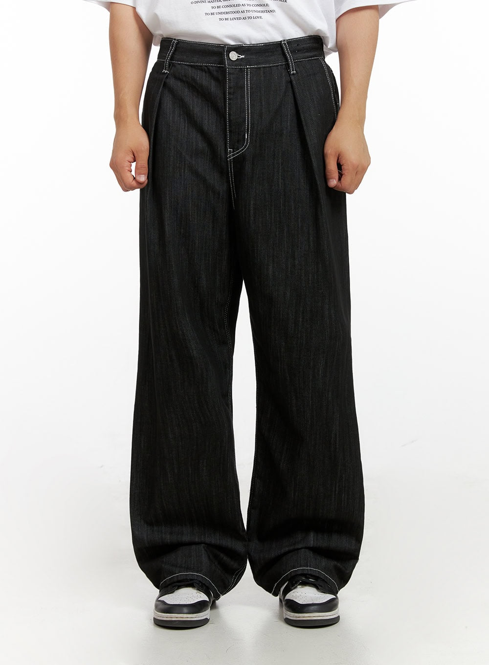 Men's Stitched Pintuck Wide Leg Pants IG409