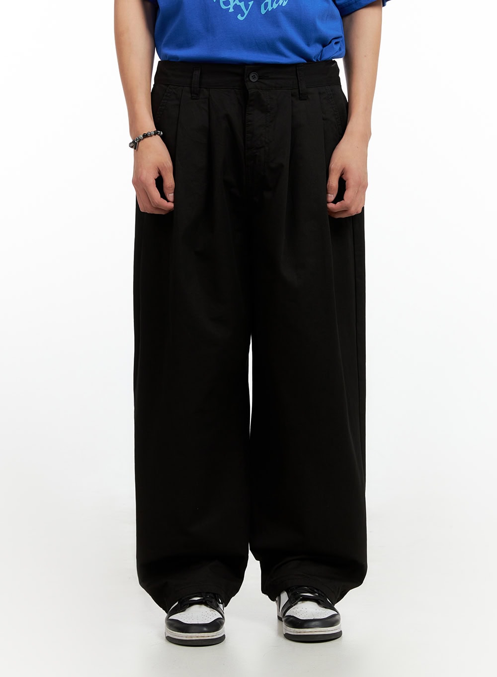 Men's Pintuck Wide Fit Cotton Pants IG402