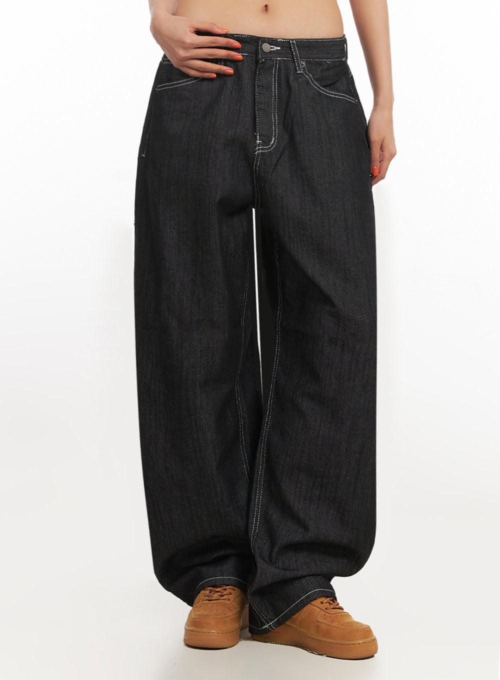 Shannon Stitched Wide-Leg Jeans IA507