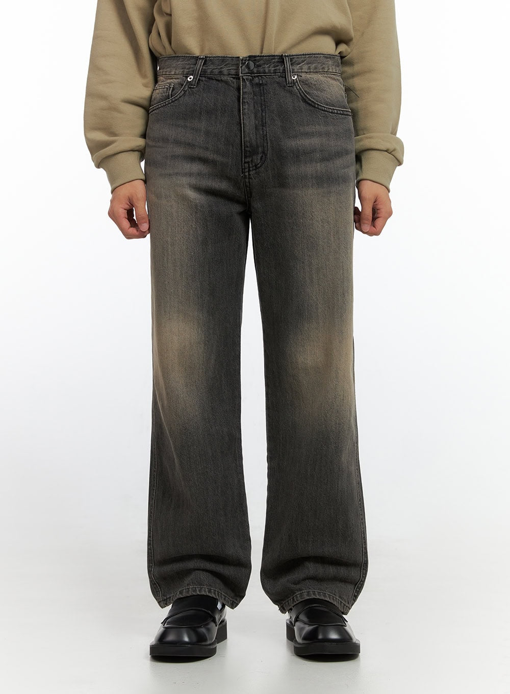 Men's Washed Wide Leg Jeans IO420