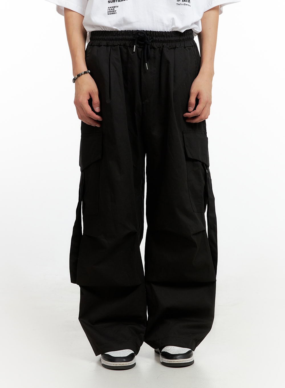 Men's Cargo Chic Cotton Wide-Leg Pants (Black) IG402