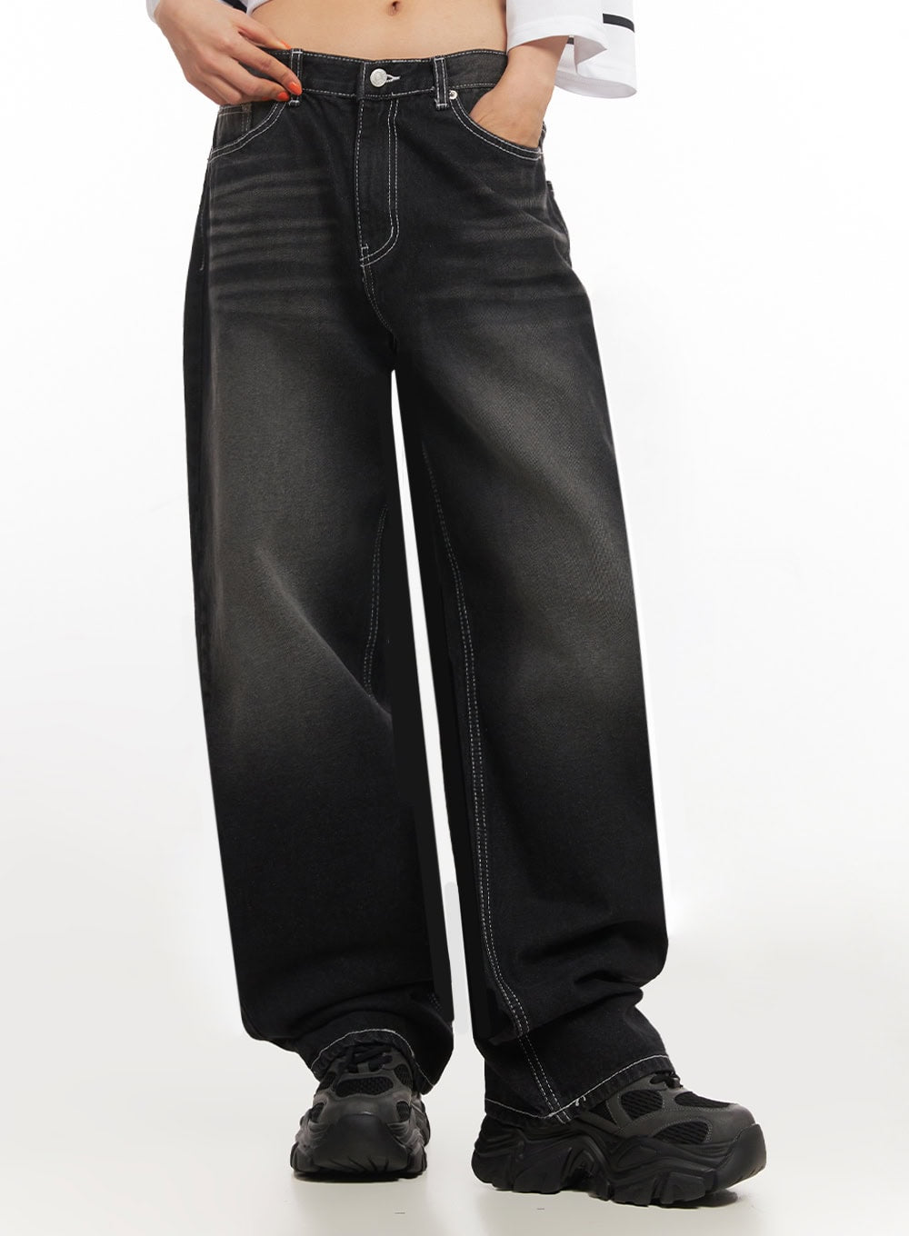 Alexis Stitched Wide-Leg Jeans IA504