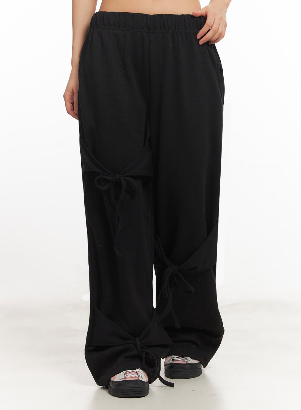 Ribbon Wide-Leg Sweatpants IA524