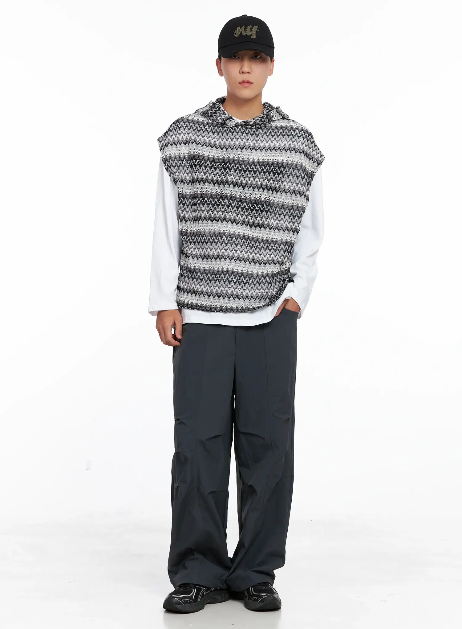 Men's Crochet Hoodie Vest IG529