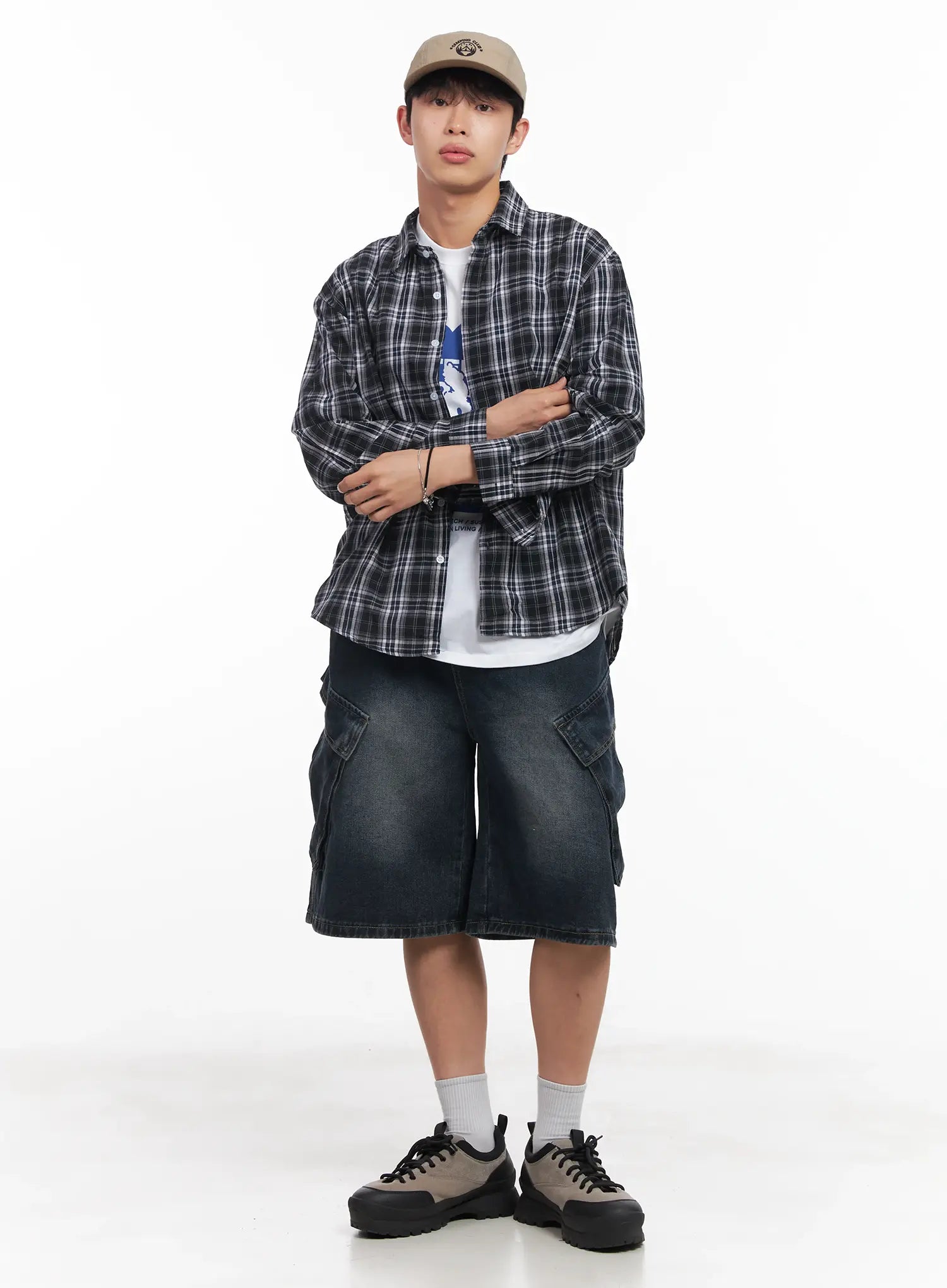 Men's Loose-Fit Flannel Shirt IU519