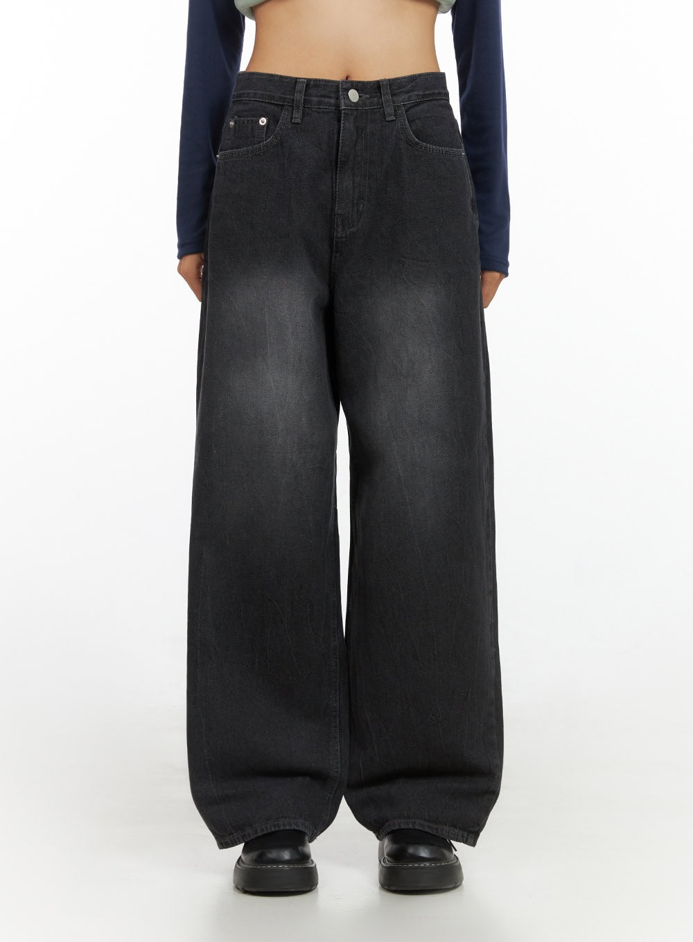 Haven Black-Washed Wide Jeans IS427