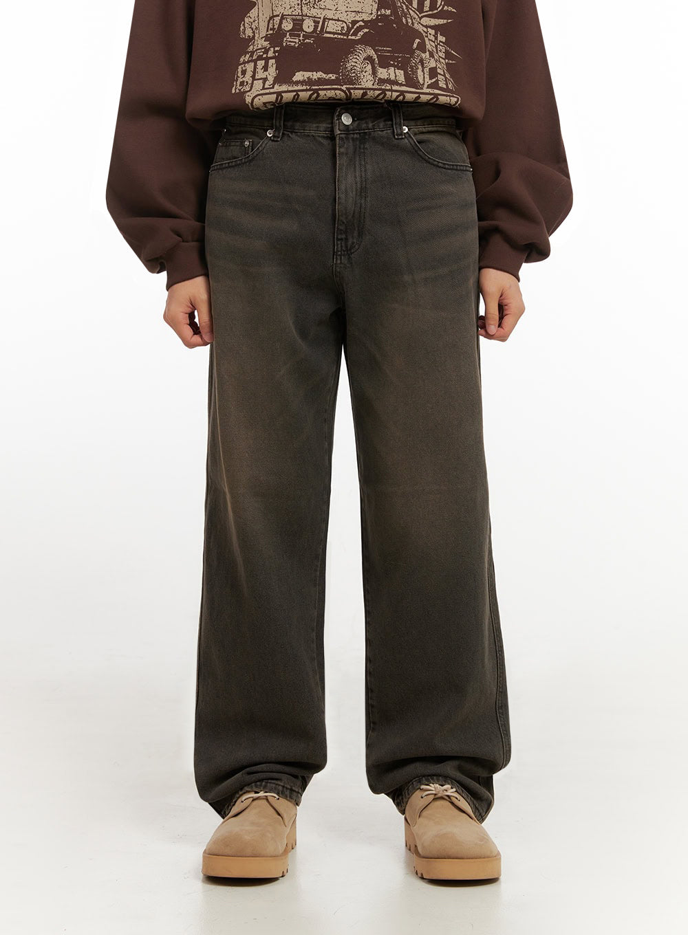 Men's Washed Denim Wide Fit Jeans ID413