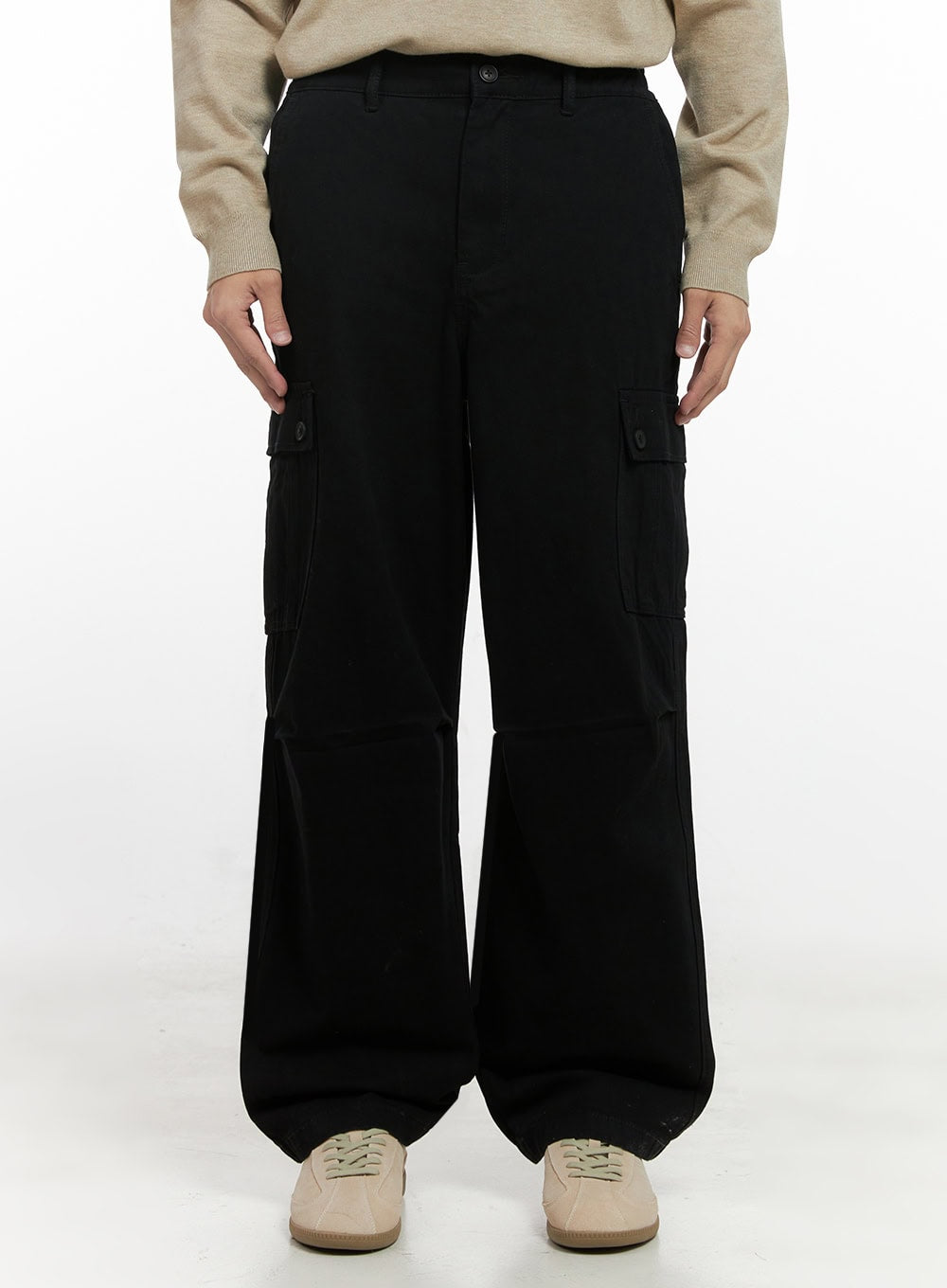 Men's Wide Fit Cargo Pockets Cotton Pants ID413
