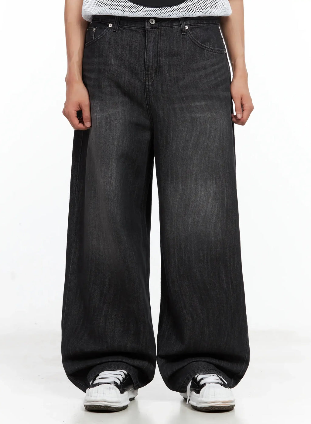 Men's Wide-Leg Washed Jeans IL516