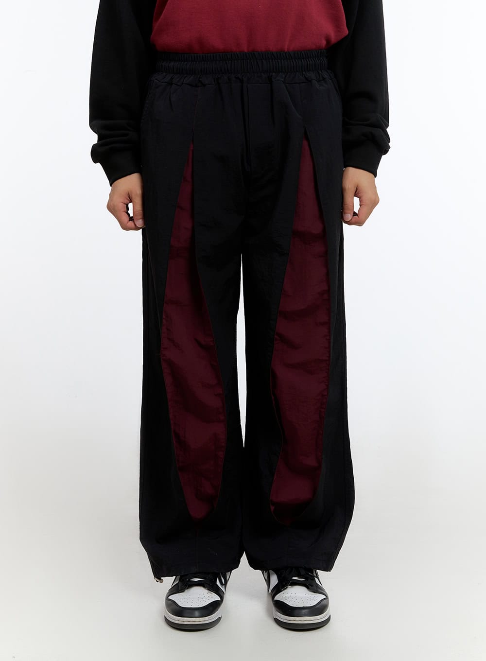 Men's Banded Mixed Color Nylon Wide Pants IS413