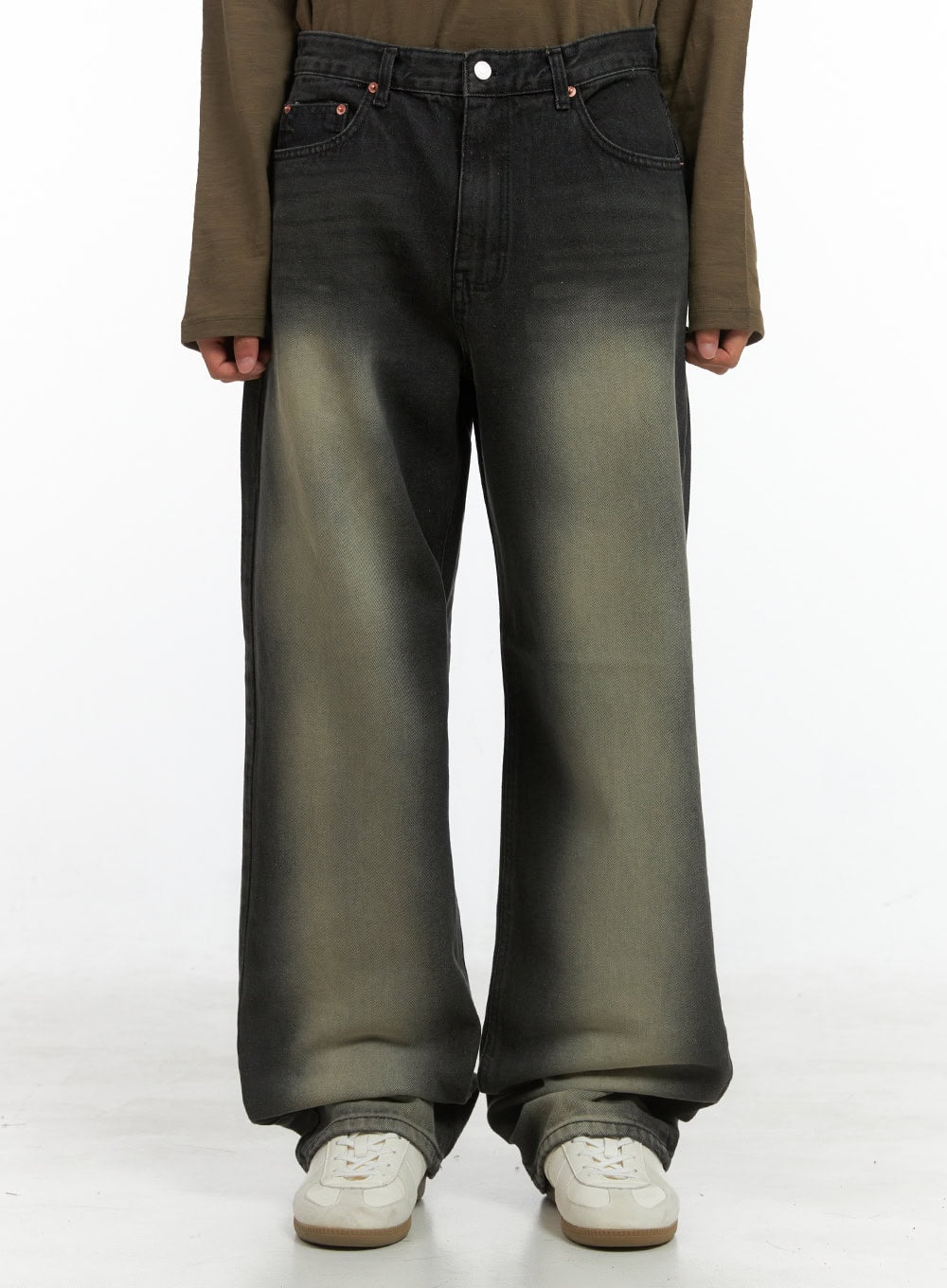 Men's Wide Fit Washed Cotton Denim Jeans IS420