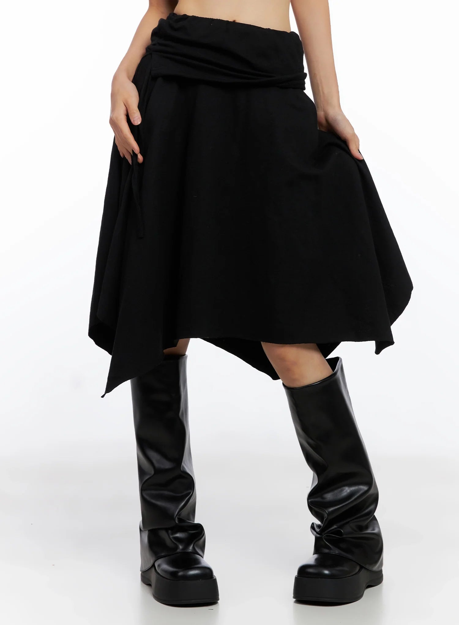 Layered Shirring Asymmetrical Skirt CO517