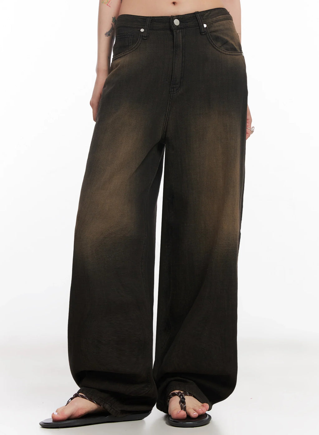 Moka Summer-Wash Wide-Leg Denim Pants IC503