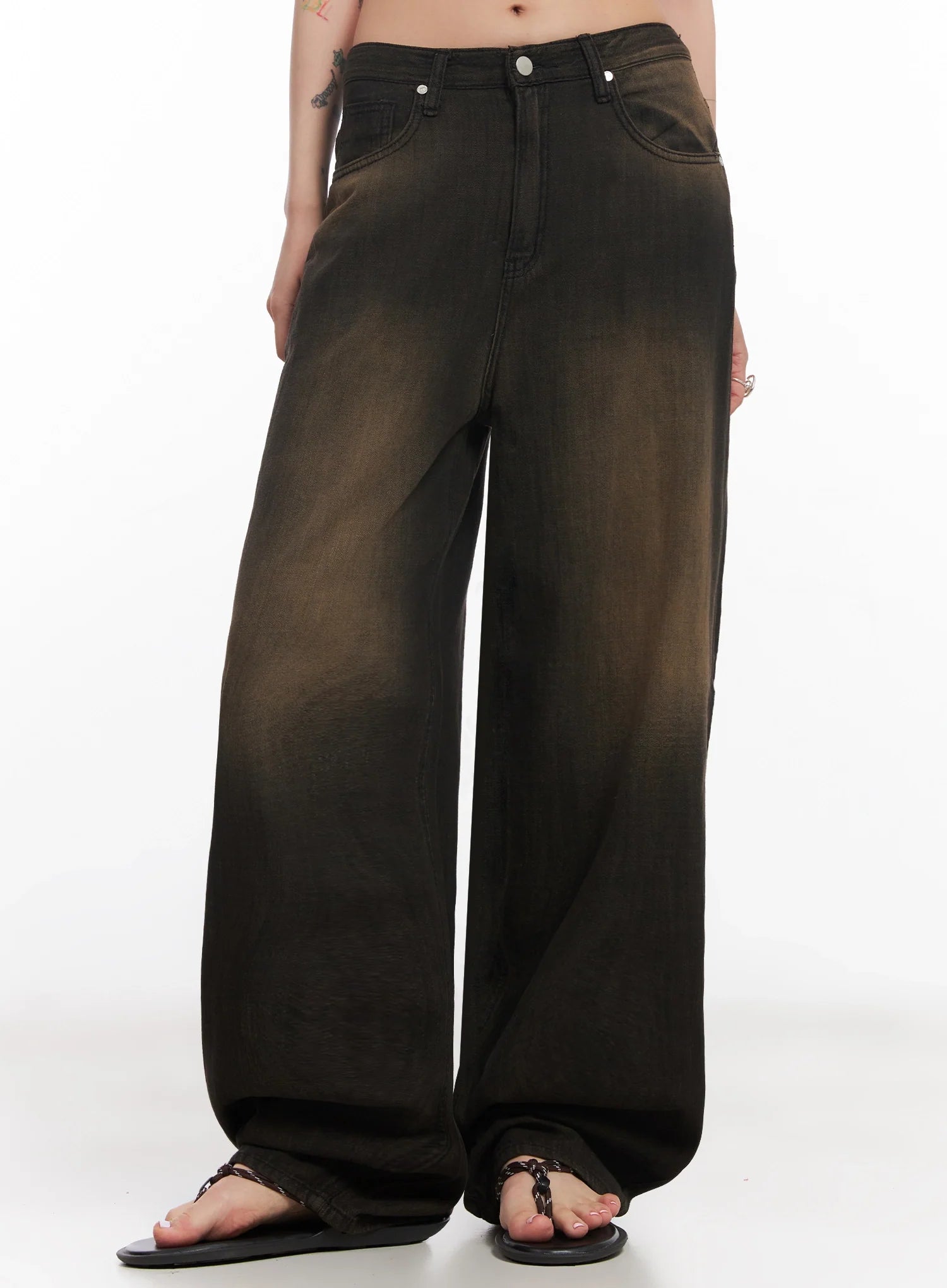 Moka Summer-Wash Wide-Leg Denim Pants IC503