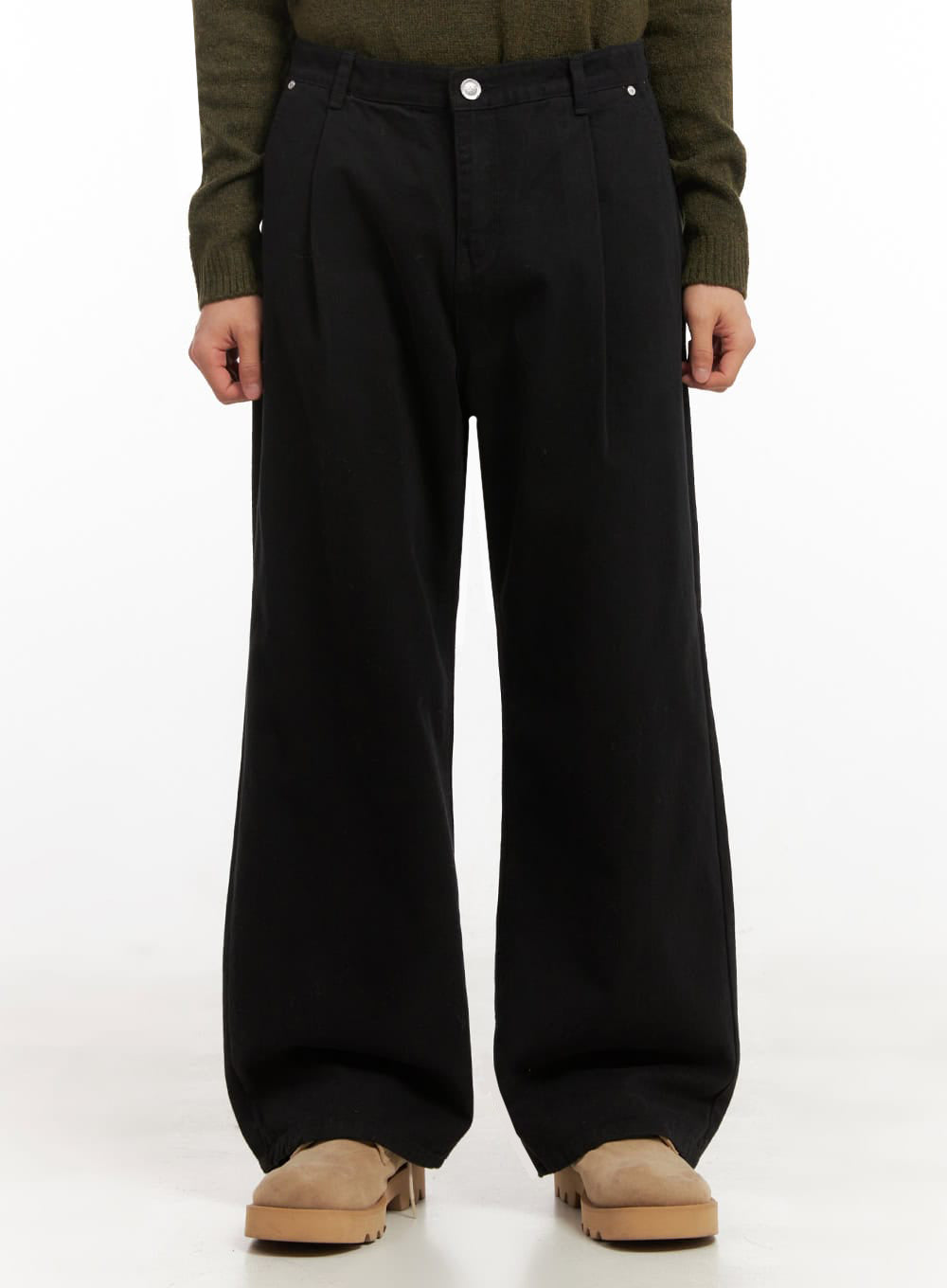 Men's Straight-Leg Solid Pintuck Pants ID427