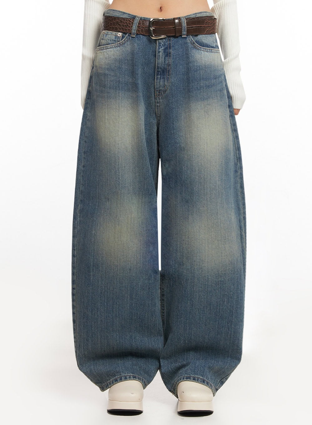 Sharon Washed Wide-Fit Baggy Jeans IA507