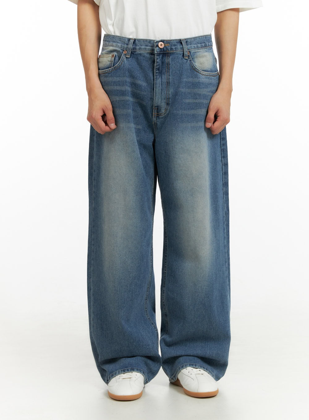 Men's Solid Baggy Jeans IU419