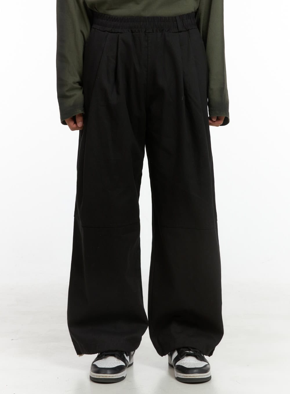 Men's Pintuck Banded Wide Fit Cotton Pants IS420