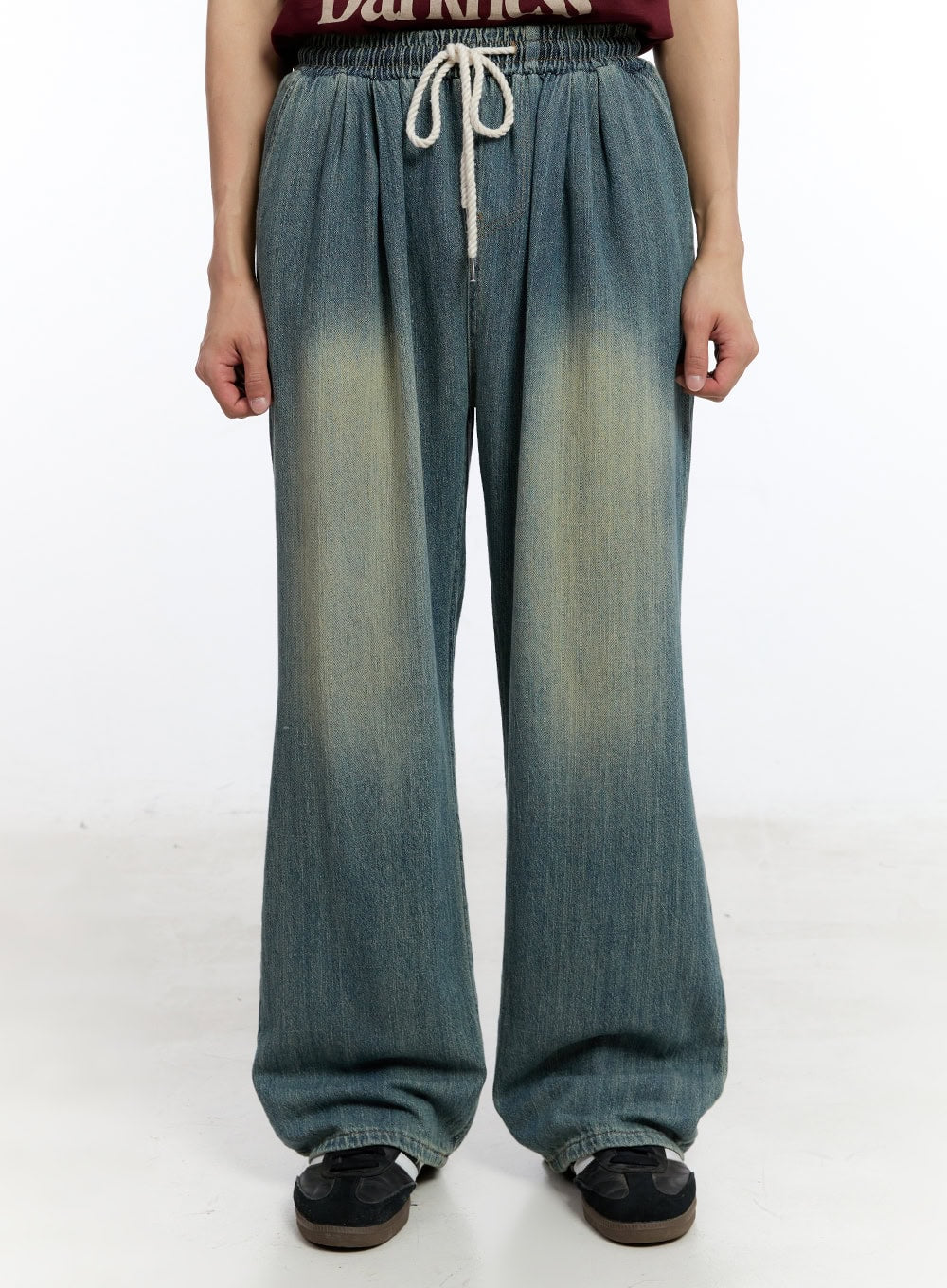 Men's Pintuck Denim Sweatpants (Blue) IY529