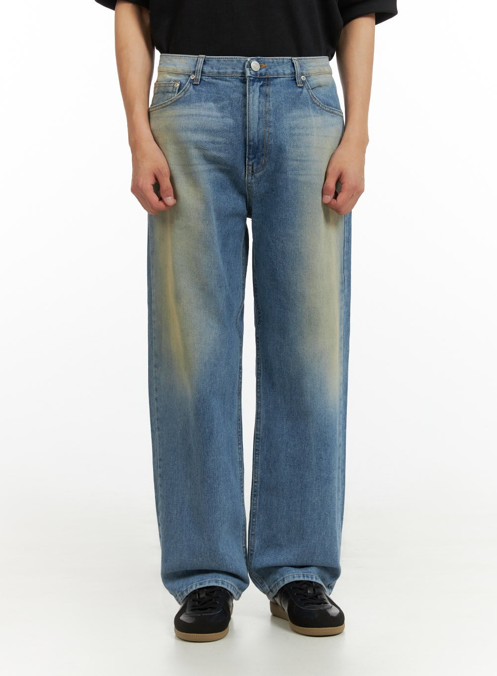 Men's Light Washed Baggy Jeans IU419