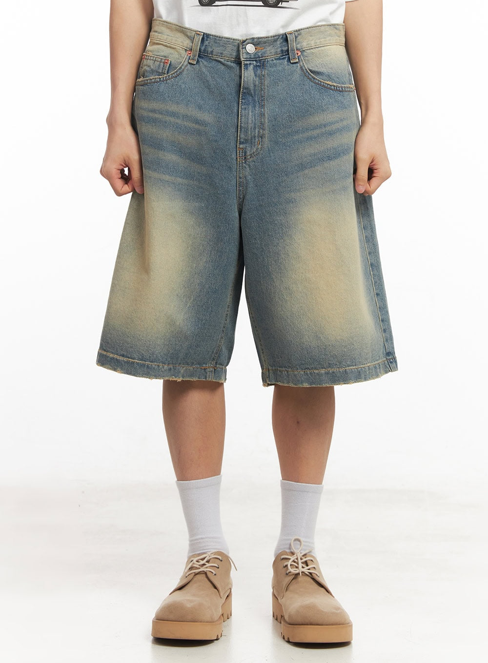 Men's Washed Wide-Fit Jorts IA518