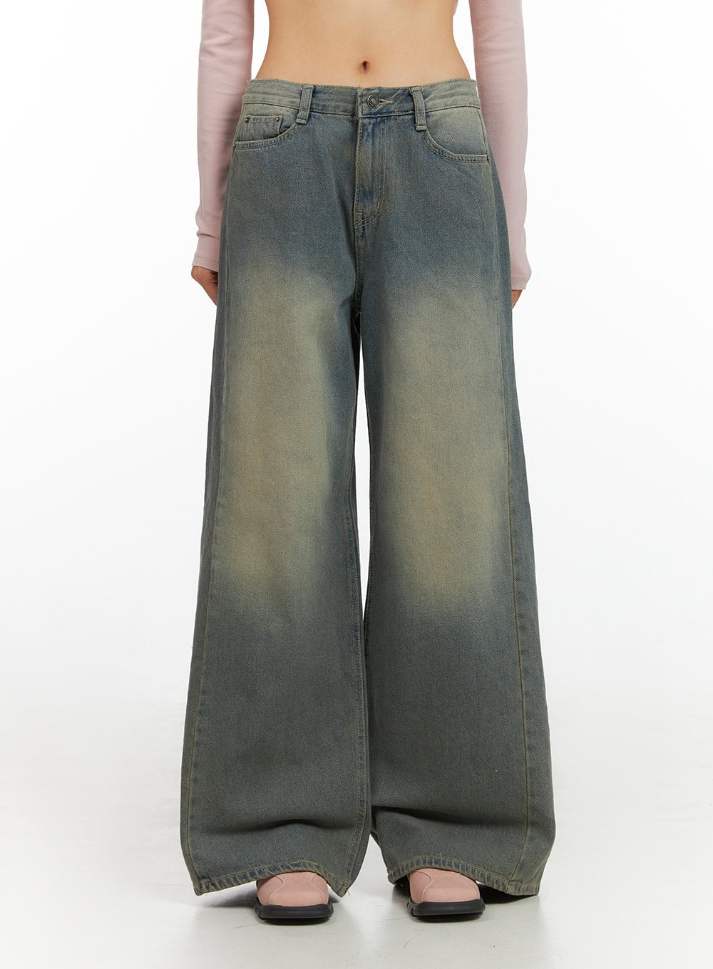 Inez Washed Denim Wide Leg Jeans IS427