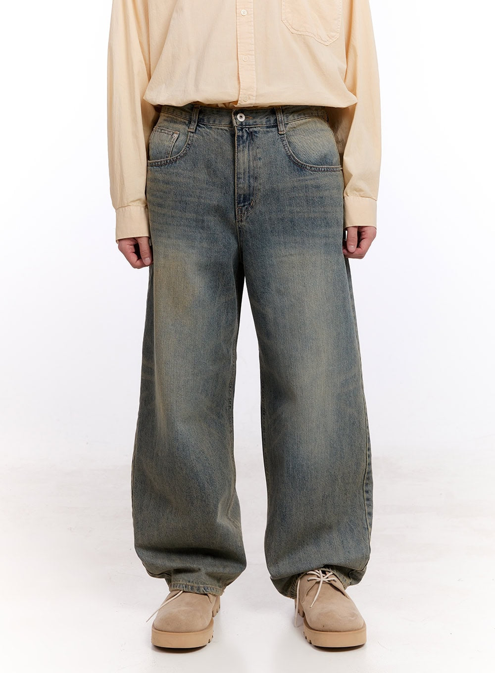 Men's Wide-Fit Washed Baggy Jeans IM512
