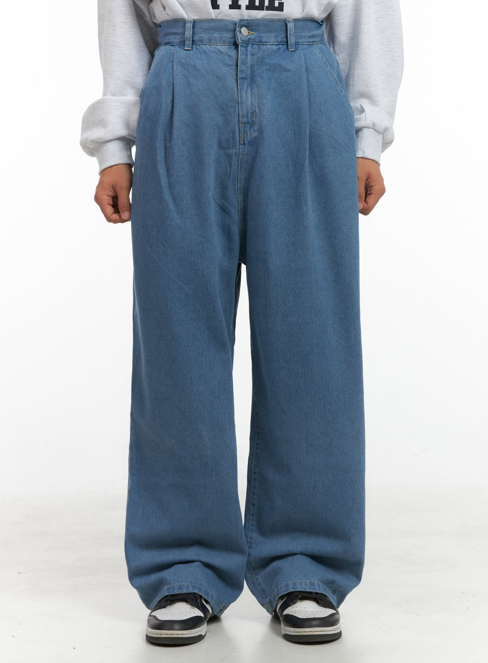 Men's Pintuck Wide Fit Cotton Denim Jeans IS419