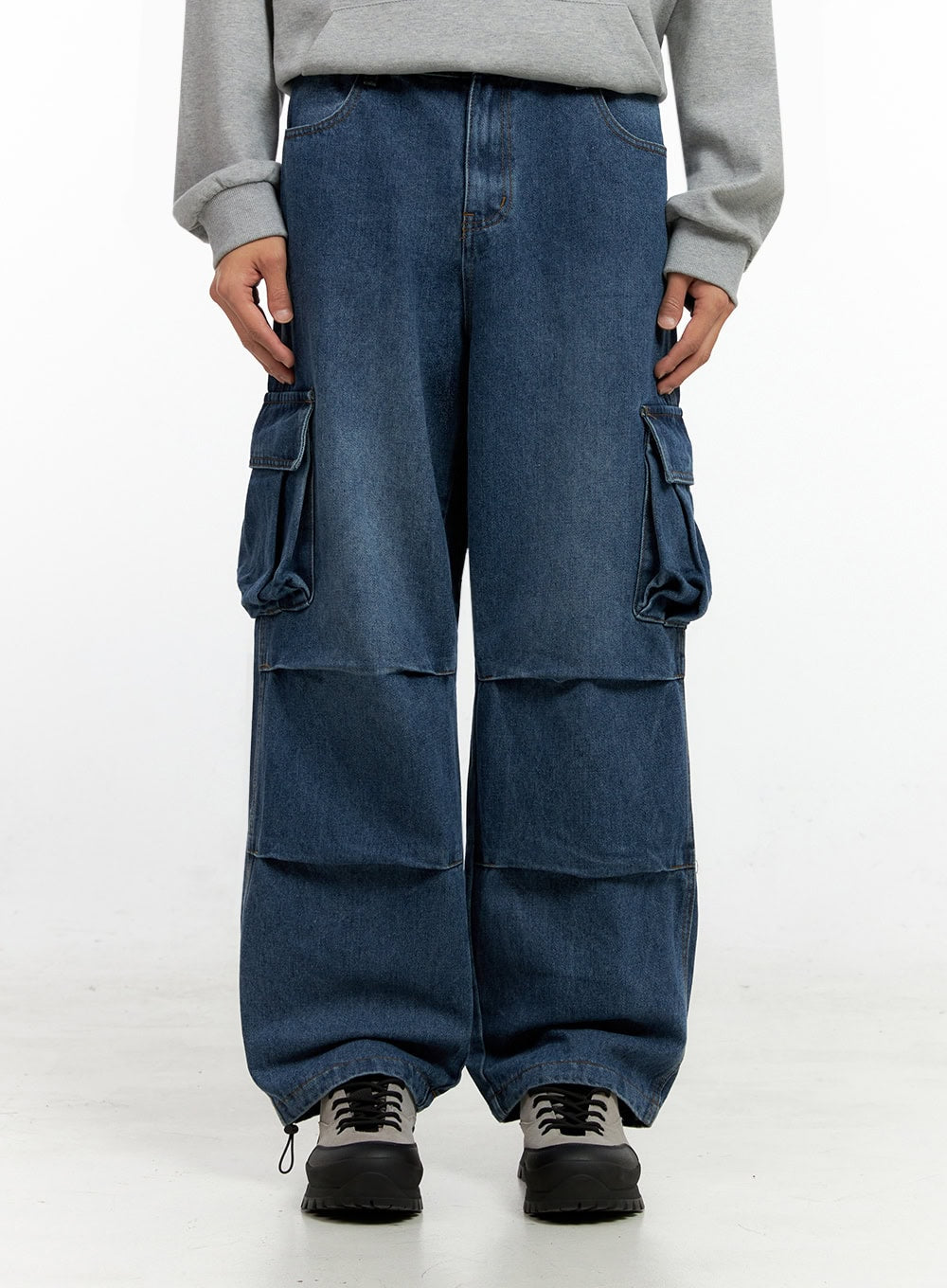 Men's Cargo Pocket Wide Leg Jeans IN401