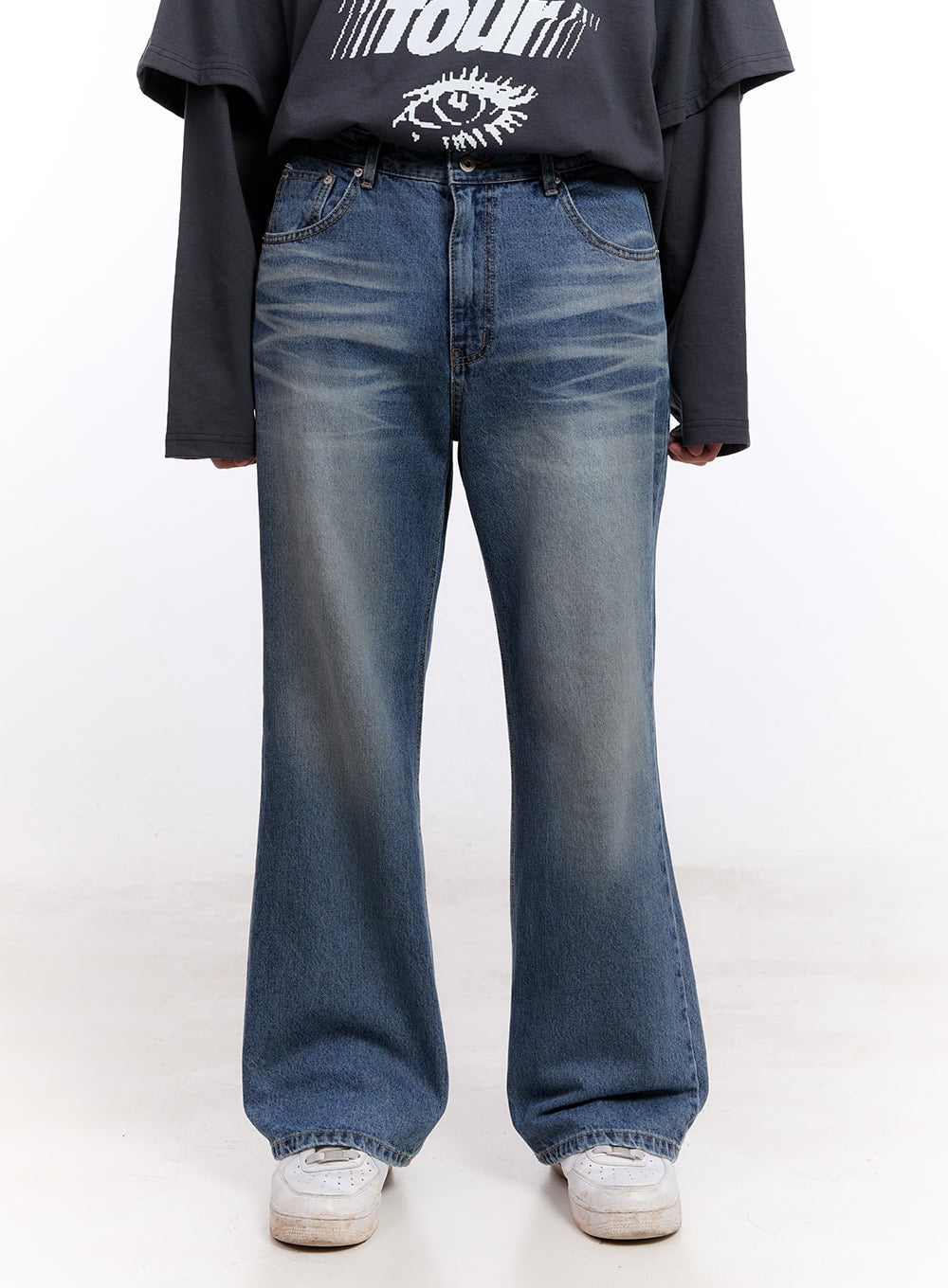 Men's Washed Semi-Flared Jeans IM512