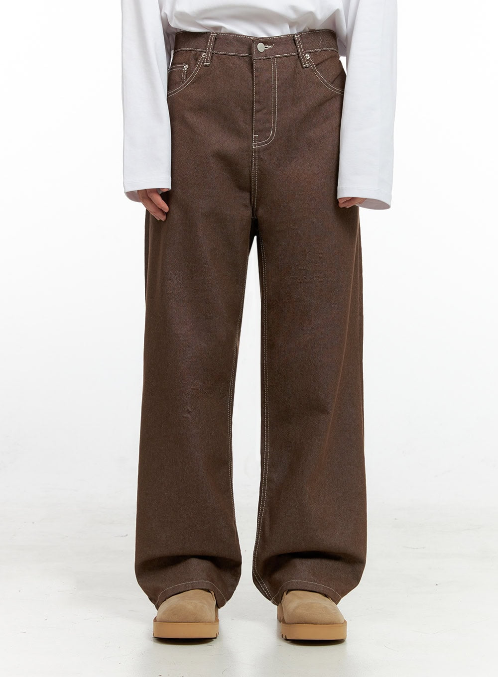 Men's Classic Denim Wide Leg Jeans (Brown) IN422