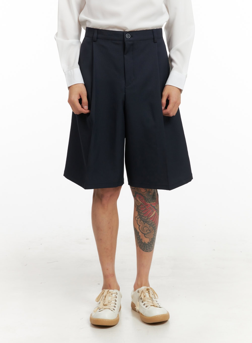 Men's Pintuck Wide Leg Shorts IY416