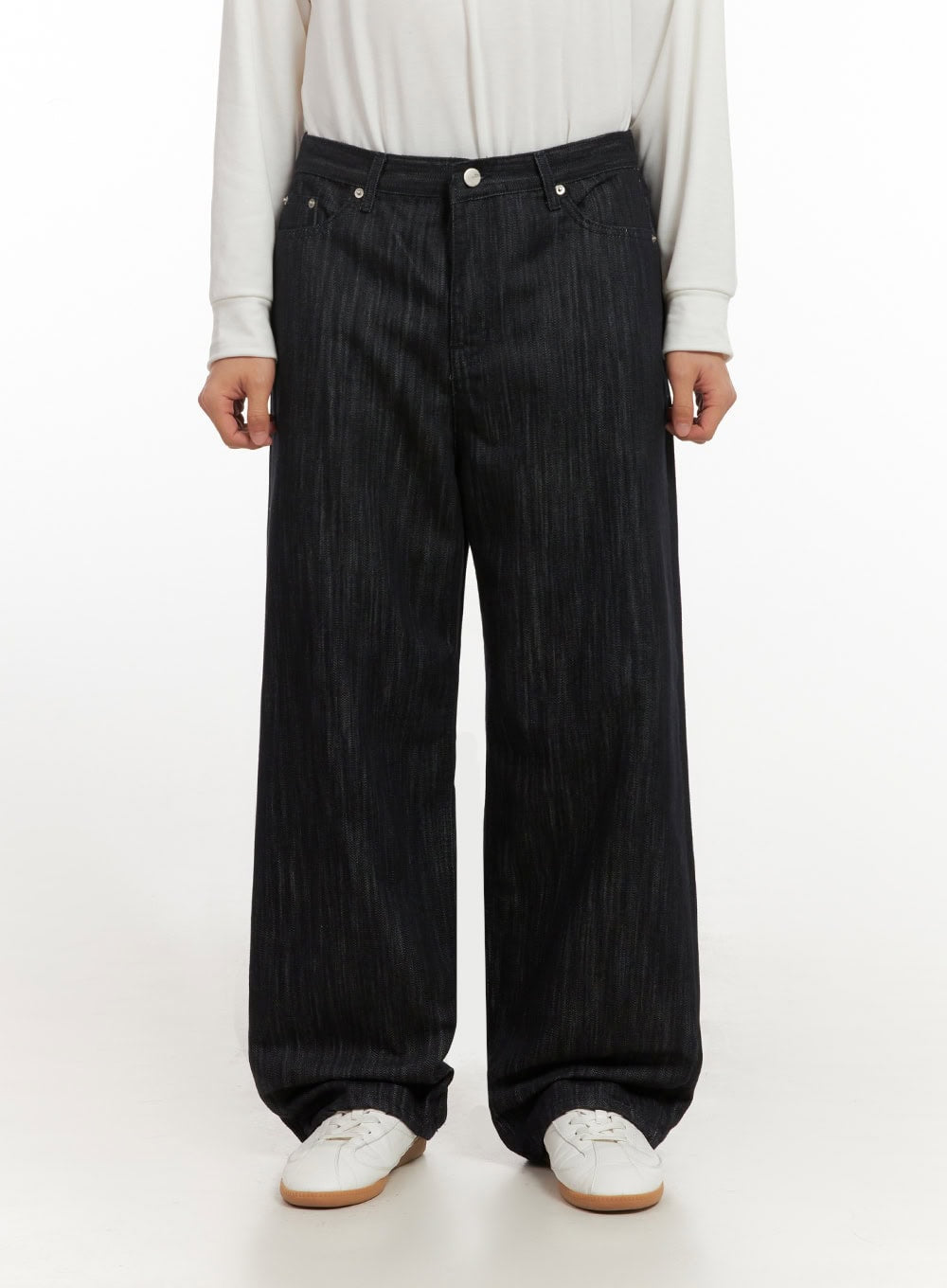 Men's Washed Wide-Fit Denim Jeans ID406