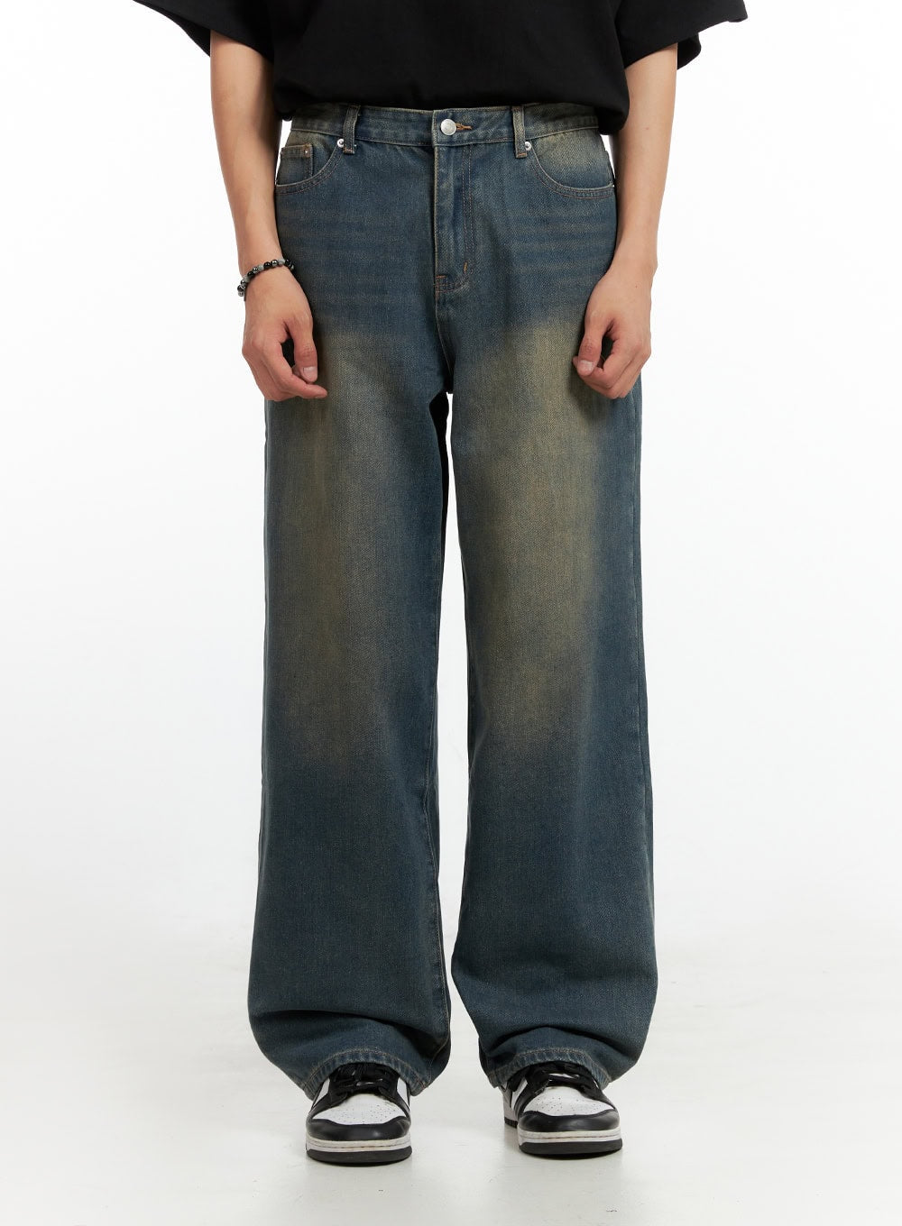 Men's Vintage Washed Loose Fit Jeans (Dark Blue) IG402