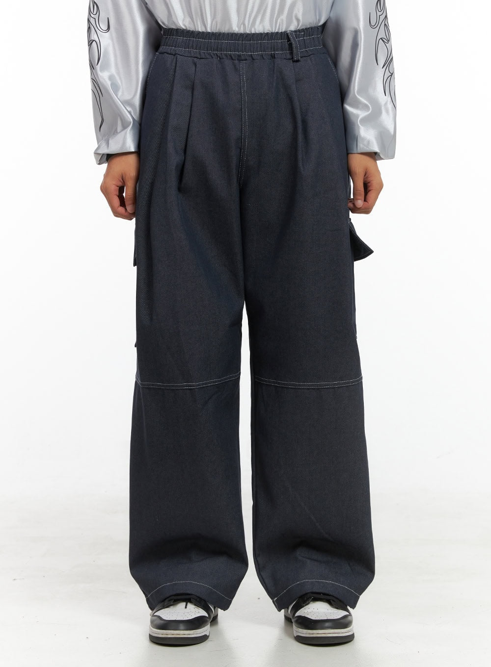 Men's Denim Cargo Stitch Wide Fit Jeans IS419