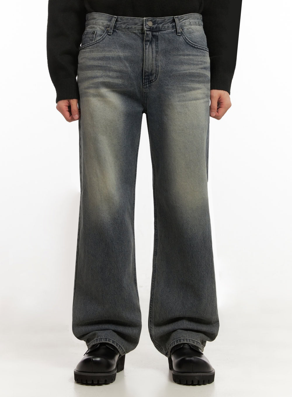 Men's Washed Straight-Leg Denim Jeans ID431