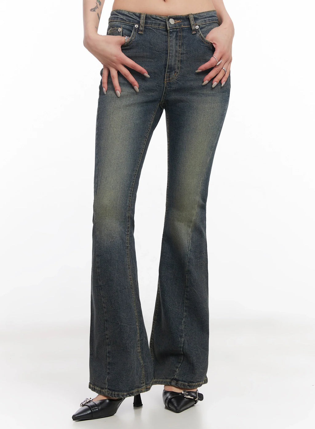 Asa Flared Seamline Denim Pants  IC503