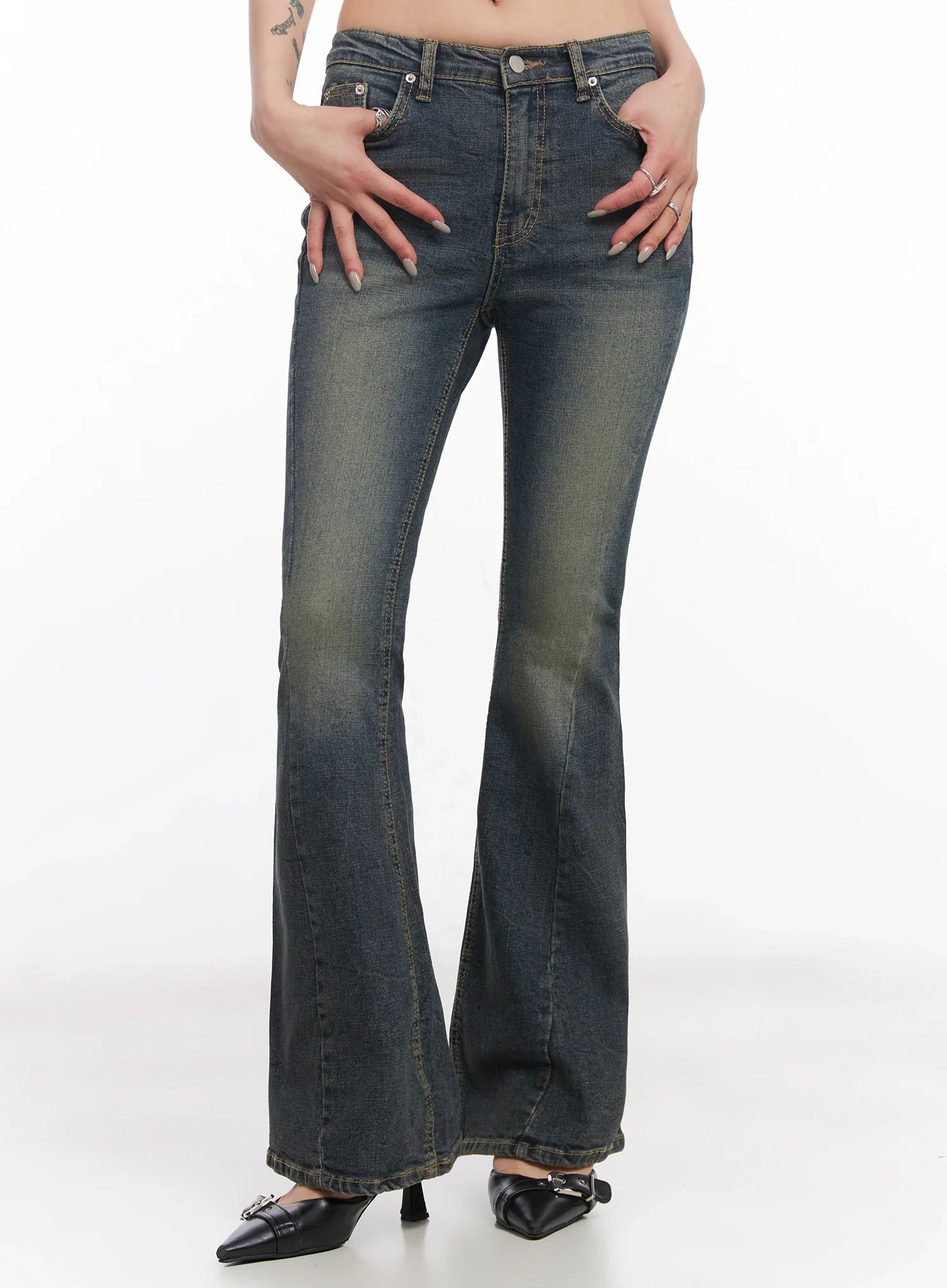 Asa Flared Seamline Denim Pants  IC503