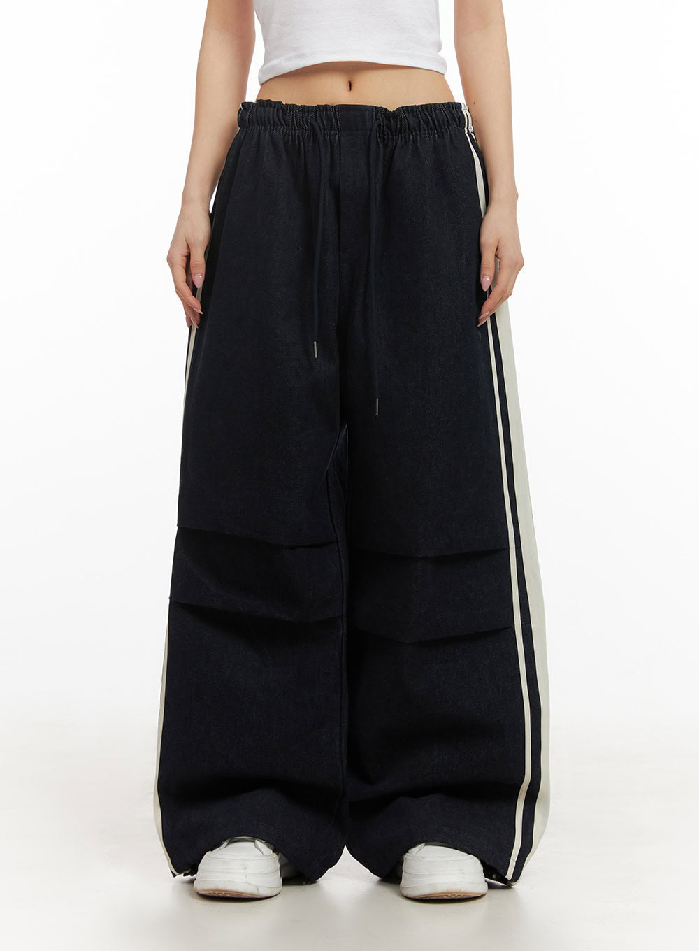 Striped Trackpants with Adjustable Waist IJ503