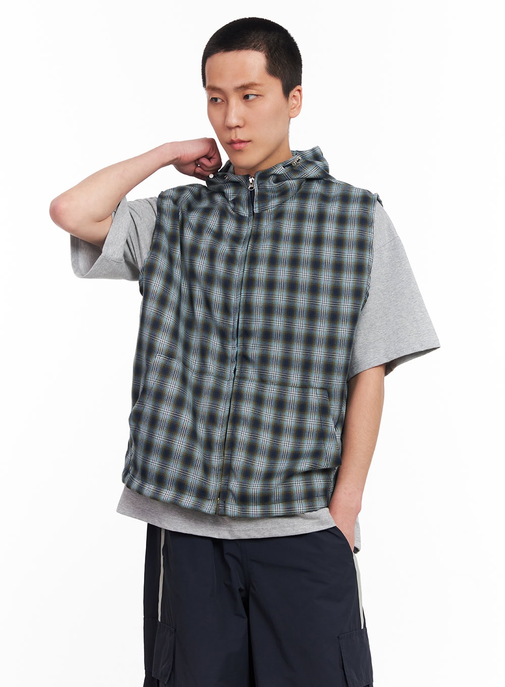 Men's Sleeveless Plaid Vest IU512