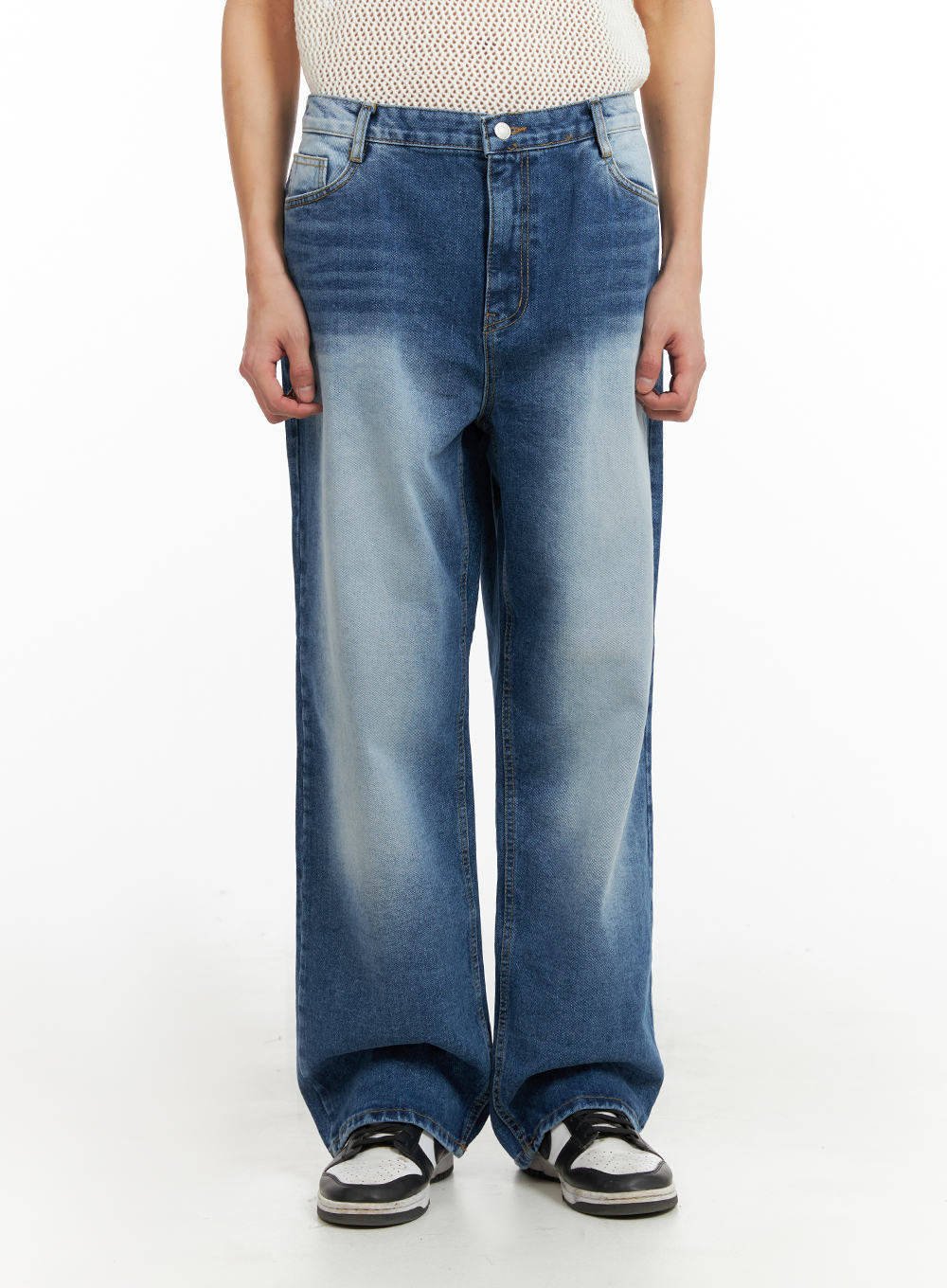 Men's Washed Wide Leg Jeans IA402