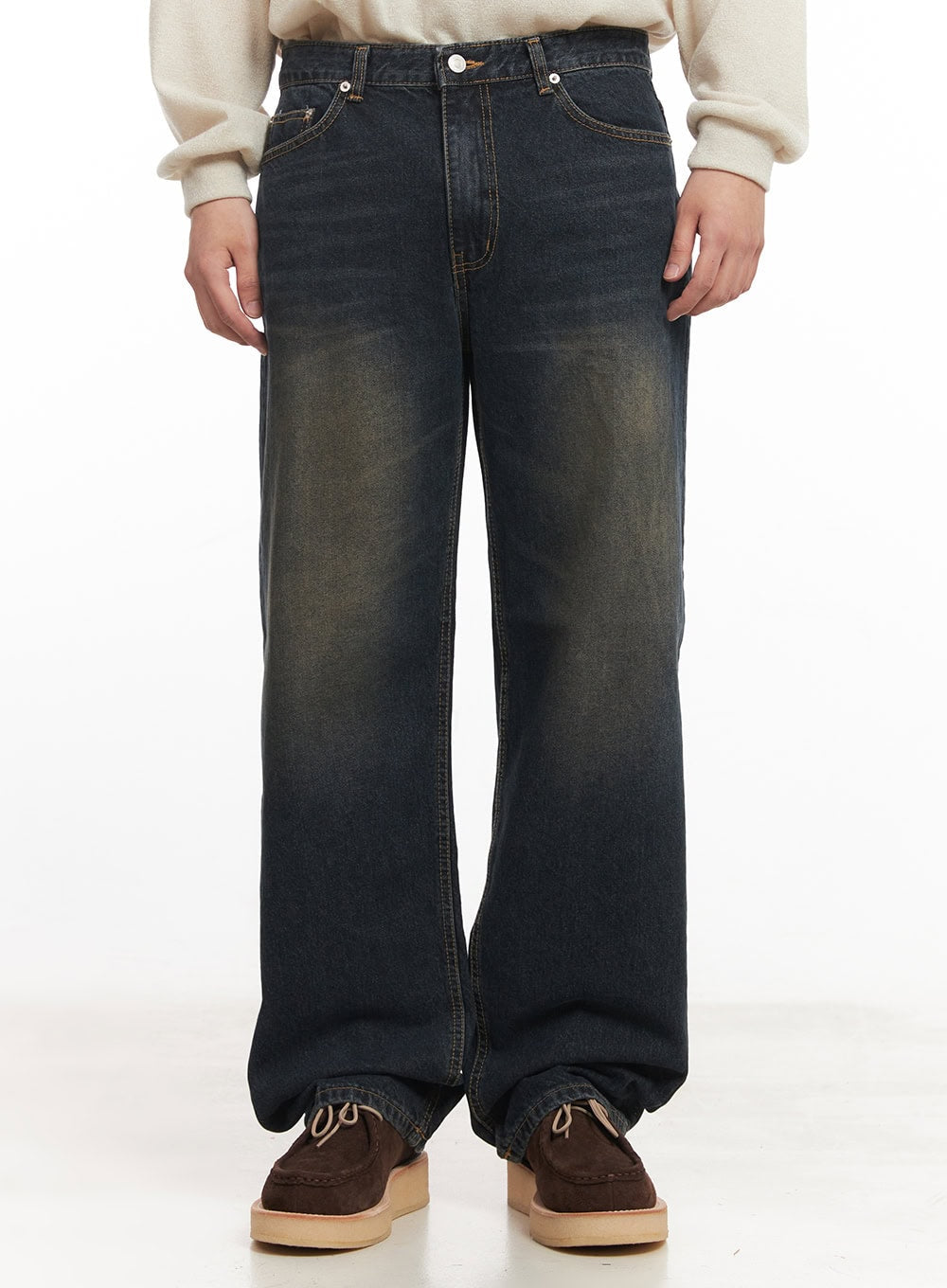 Men's Vintage Washed Wide-Leg Jeans IM527