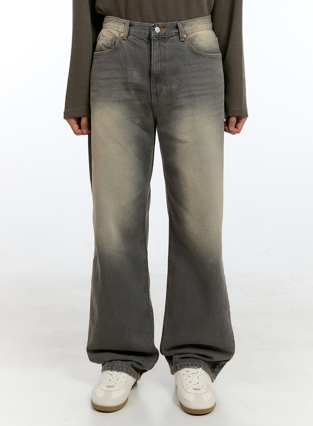 Men's James Vintage Washed Wide Leg Jeans IG422